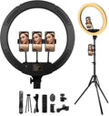 18" Ring Light with Tripod Stand, Dimmable LED, Wireless Remote, Phone Holder for Live Stream/Makeup, Youtube Video/Photography/Tiktok