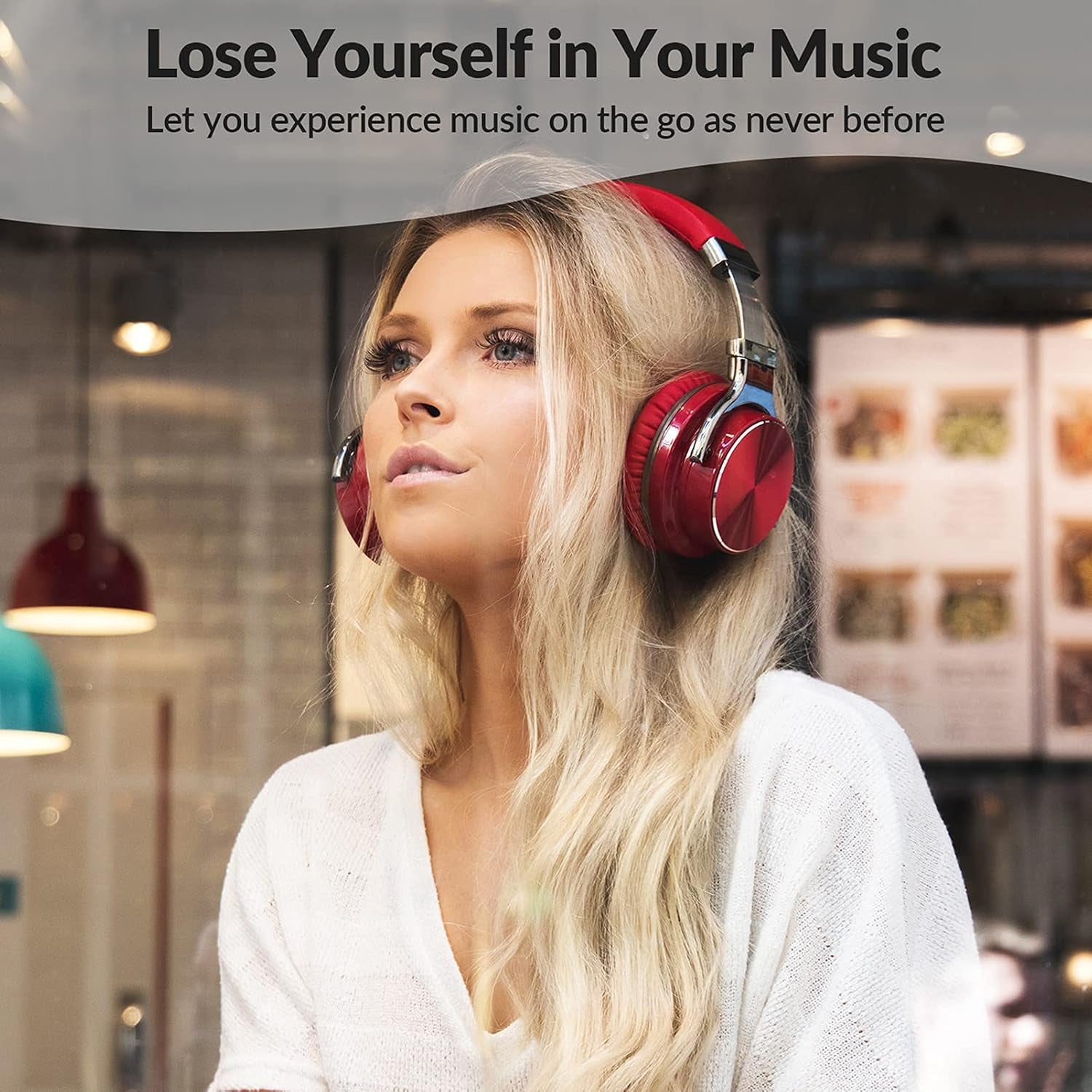 E7 PRO Active Noise Cancelling Headphones Bluetooth Headphones with Microphone Deep Bass Wireless Headphones over Ear, Comfortable Fit, 30H Playtime for Tv/Computer/Cellphone, Red