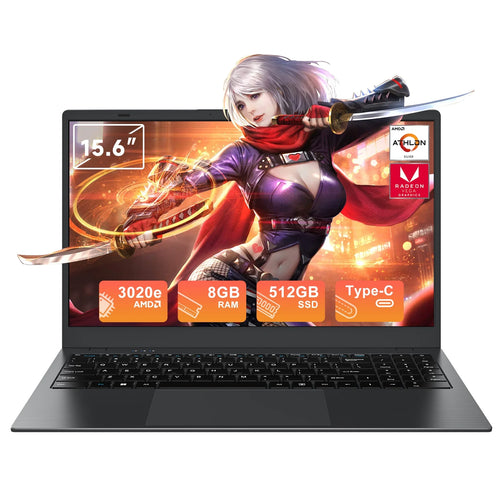 15.6" Windows 11 Laptop, Dual 8GB RAM, 512GB SSD, AMD 3020E with 2 Cores up to 2.6Ghz, Office 2024, 1920X1080 Display Wifi5 BT5.0 for Student, Home Office, Business