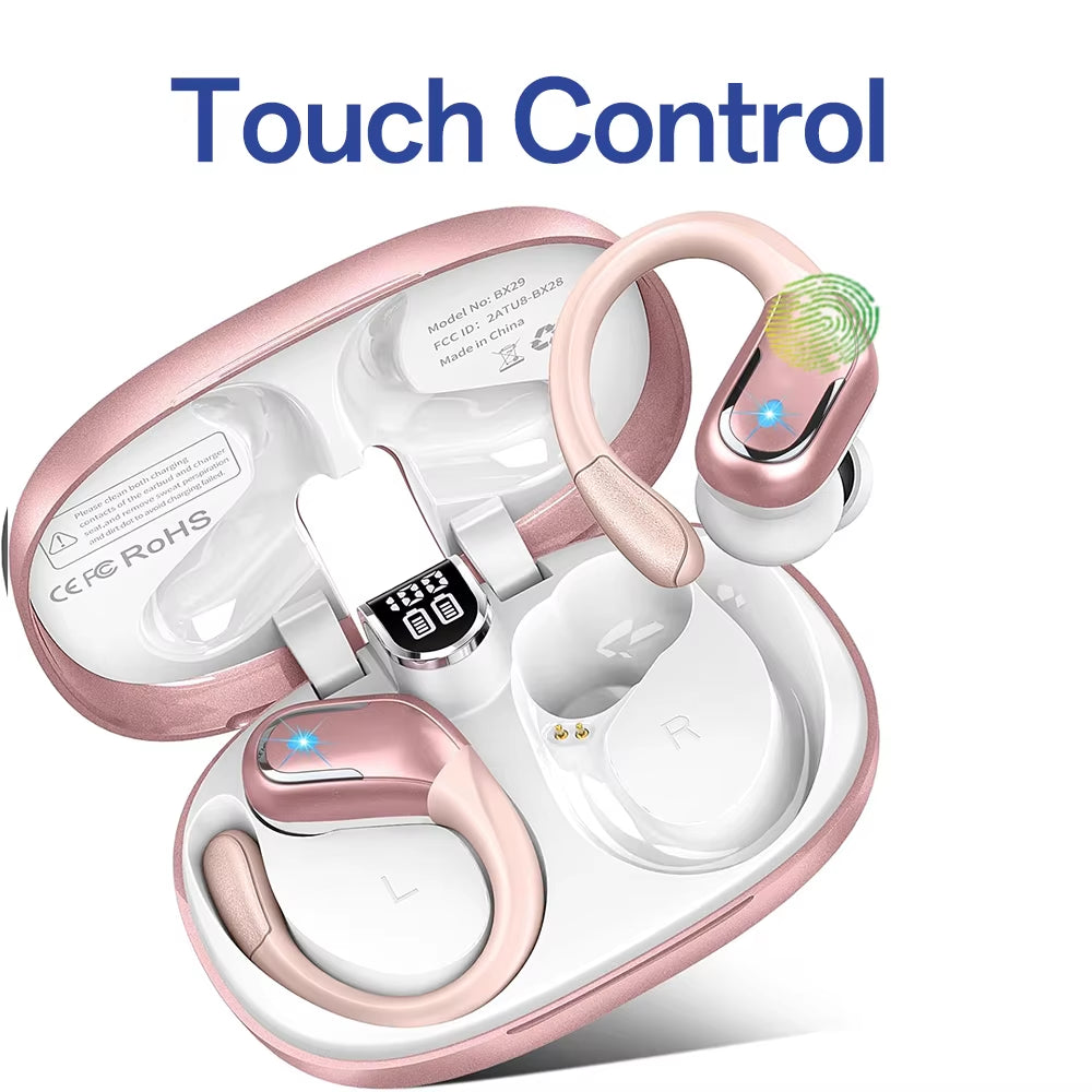 Wireless Earbuds Sport, 75H Playtime Bluetooth 5.4 Headphones with HD ENC Noise Cancelling Mic, Waterproof Bluetooth Headphones