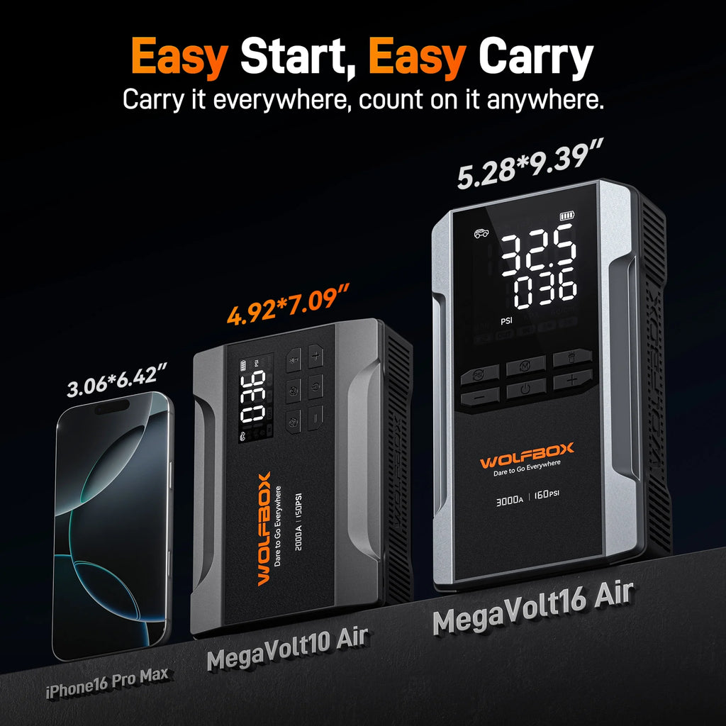 Car Jump Starter with Air Compressor, 2000A 150PSI Portable Car Battery Jump Box(5.0L Gas) with Digital Tire Inflator, 12V