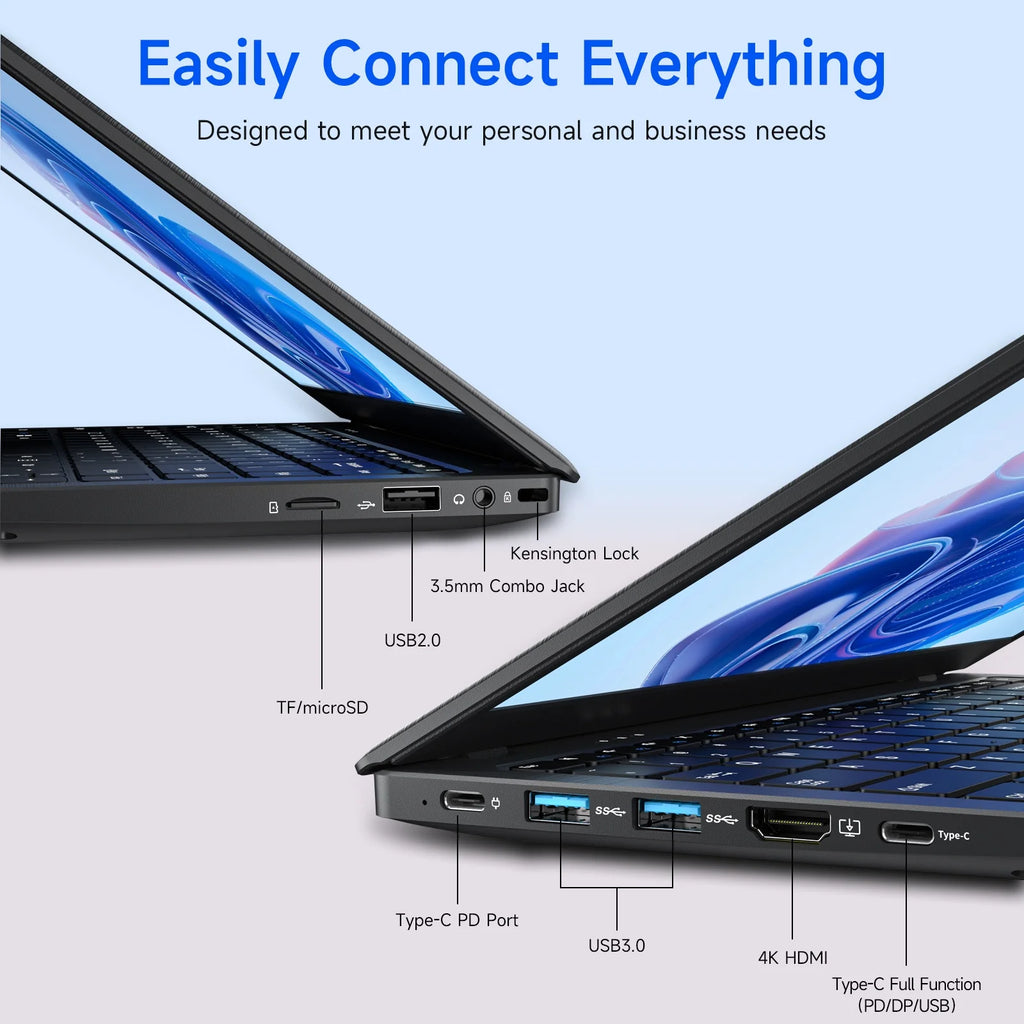 14Inch Laptop Compter, 8GB RAM 256GB ROM Intel 6500Y with 2 Cores, up to 3.4Ghz, with Office 2024 Windows 11 Wifi 5 BT5.0 for Business, Beginners, Student, Dark Gray