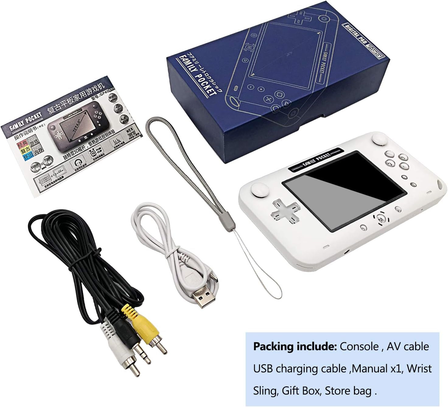 Handheld Games for Kids, Built-In 500 Retro FC Video Games 4 Inch Portable Video Games Player Support TV/AV Output & Two Player, Best Kids Electronic Gift Toys for Boys Ages 4-12 (White)