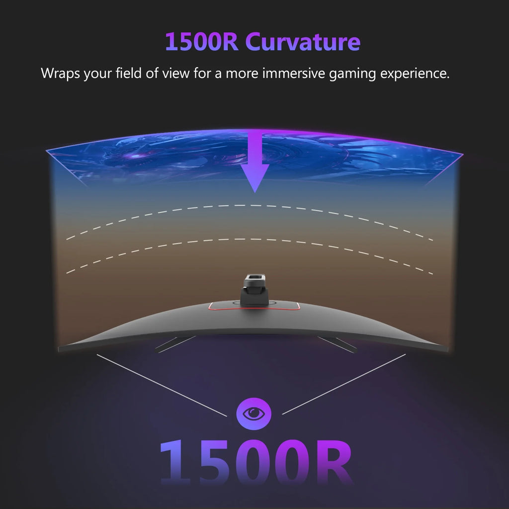 27 Inch 300Hz Curved Gaming Monitor, FHD 1080P VA Display, 1Ms MPRT, AMD Freesync, HDR Support, VESA Mount Compatible, Black