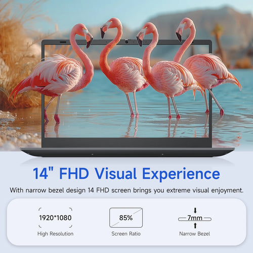 14Inch Laptop Compter, 8GB RAM 256GB ROM Intel 6500Y with 2 Cores, up to 3.4Ghz, with Office 2024 Windows 11 Wifi 5 BT5.0 for Business, Beginners, Student, Dark Gray