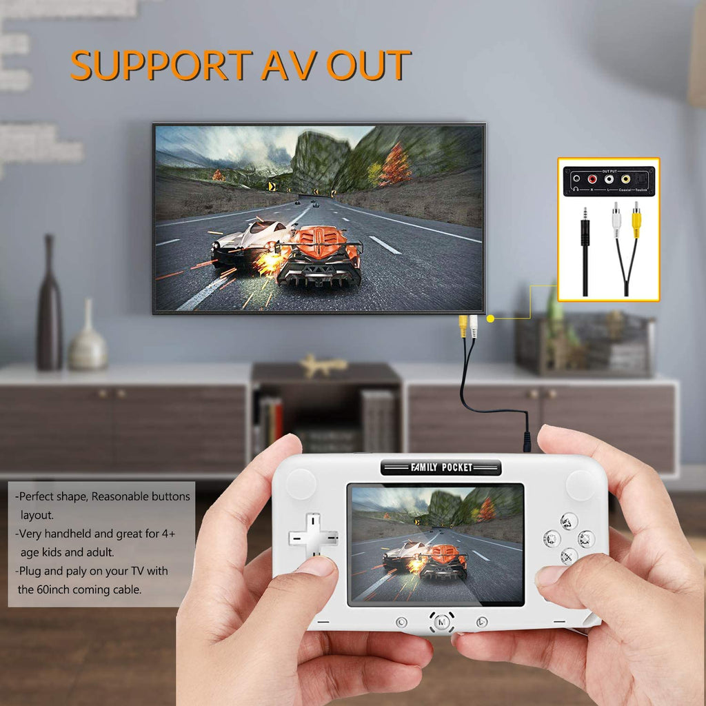 Handheld Games for Kids, Built-In 500 Retro FC Video Games 4 Inch Portable Video Games Player Support TV/AV Output & Two Player, Best Kids Electronic Gift Toys for Boys Ages 4-12 (White)