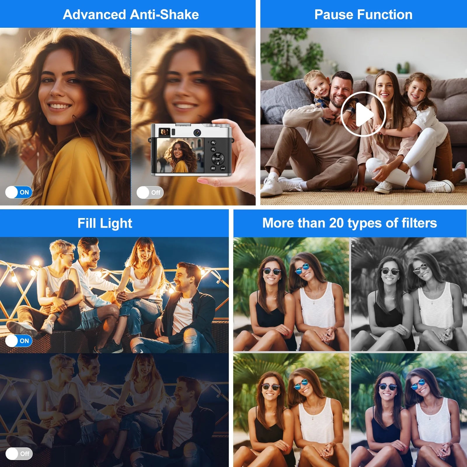 5K Digital Camera for Photography Wifi Autofocus 48MP Vlogging Camera for Youtube 16X Digital Zoom with Front and Rear Cameras with 32GB SD Card