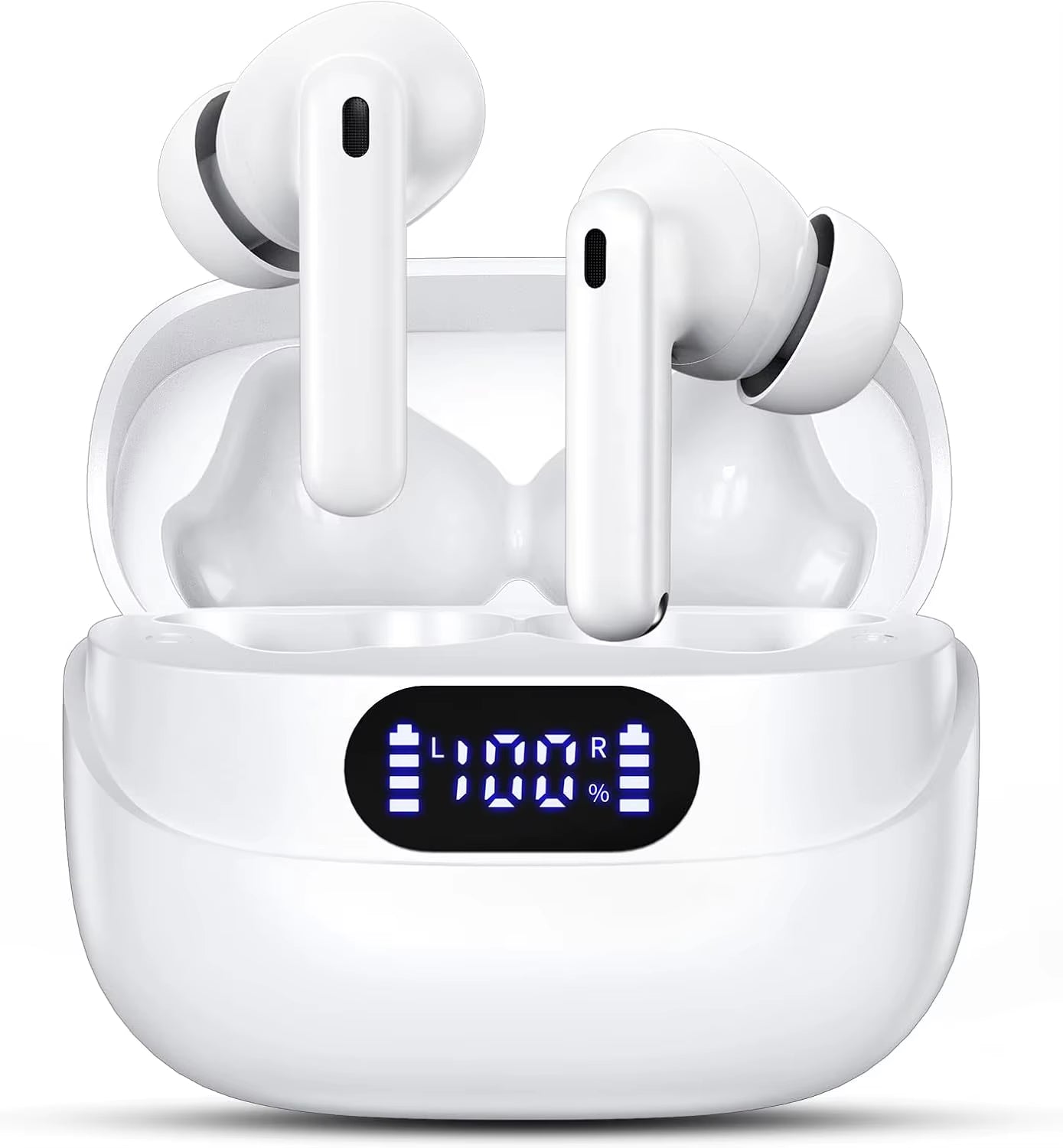 ‌Bluetooth 5.3 Earbuds, 42H Playtime, Hifi Stereo, Noise Cancelling, IPX7 Waterproof, LED Display for Ios/Android