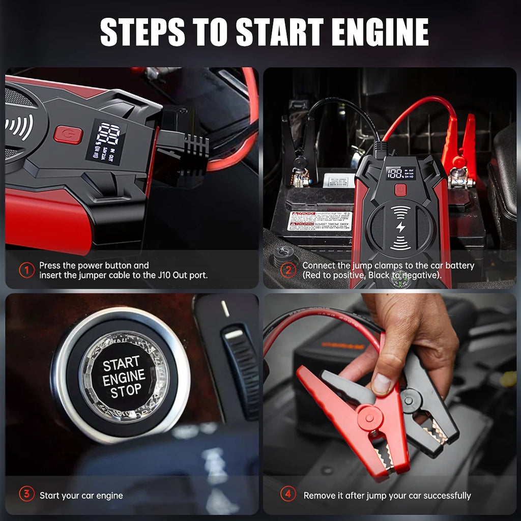 Portable Car Jump Starter, 4000A Peak, 39800Mah Power Bank, 12V Auto Battery Booster, 8-In-1