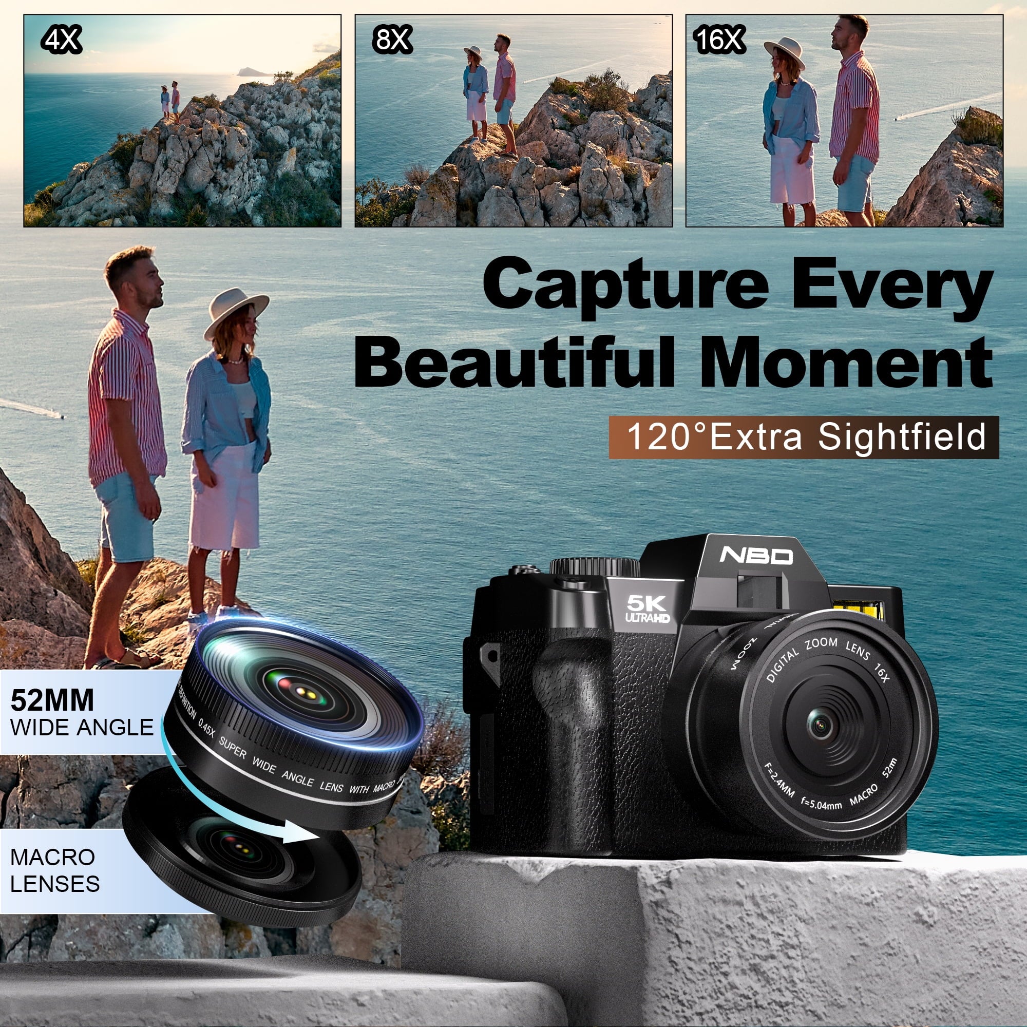 5K Digital Camera for Photography,48Mp Autofocus Vlogging Camera for Youtube with 32GB TF Card