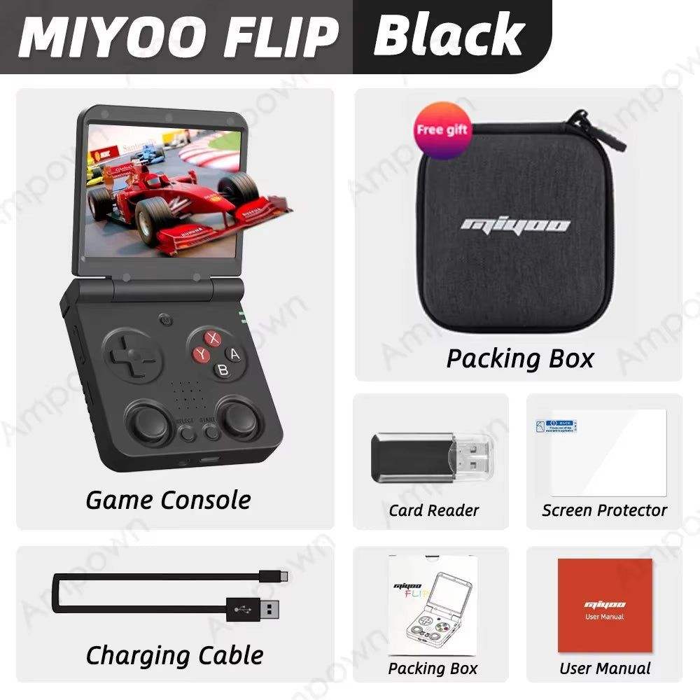 MIYOO FLIP V2 Handheld Game Players 3.5'' IPS Screen Linux System Onion OS Video Game Consoles Free Case Gamer Gift Retro Gaming