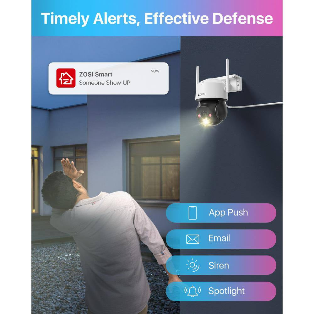 360° PTZ 4MP 2. 5K Wi-Fi Outdoor Wireless Plug in Home Security Camera, AI Person Vehicle Detection, Color Night Vision