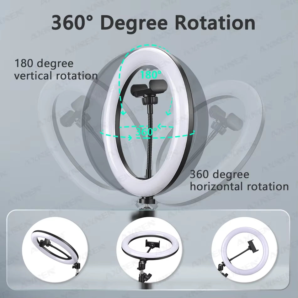 10Inch LED Ring Light Kit with 61Inch Telescopic Tripod Adjustable Studio Lighting for Selfie Photography Video Streaming Holder