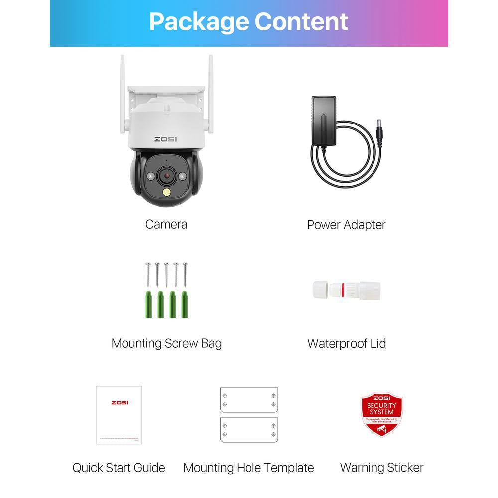 360° PTZ 4MP 2. 5K Wi-Fi Outdoor Wireless Plug in Home Security Camera, AI Person Vehicle Detection, Color Night Vision