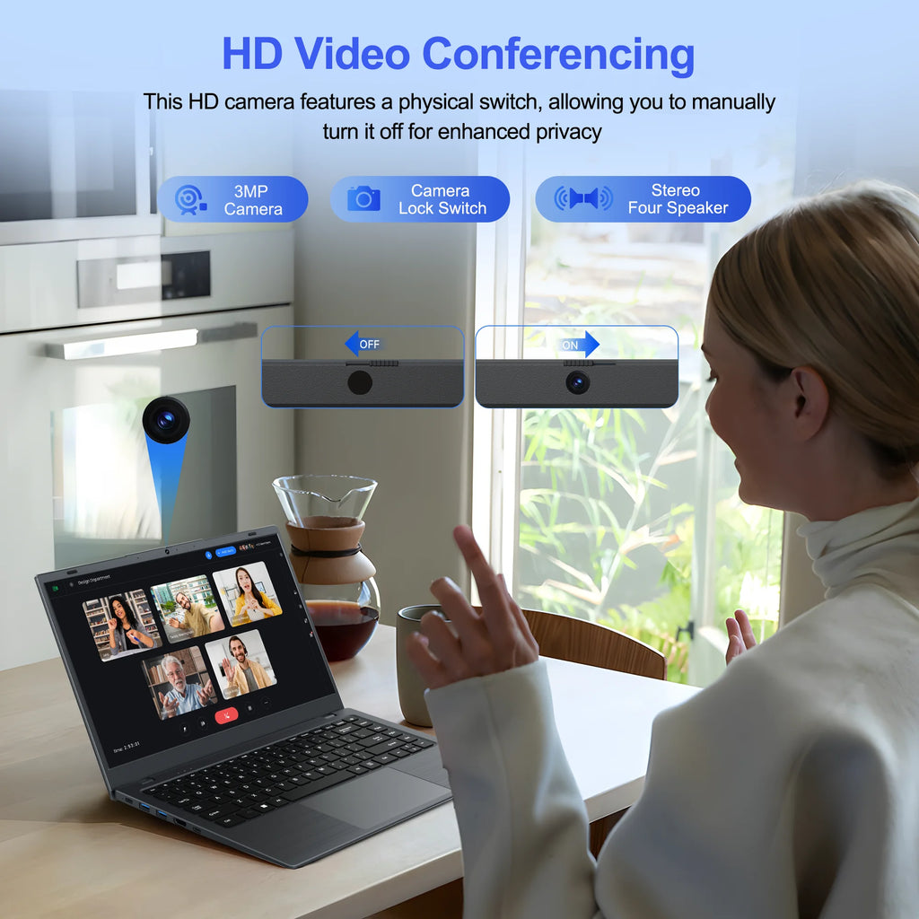 15.6" Laptop Computer, 8GB RAM 256GB SSD, Intel Pentium Gold 6500Y with 2 Cores up to 3.4Ghz, FHD Display, Office 2024, Wifi5 BT5.0, Windows 11 Laptop for Business, Student, Office, Dark Gray