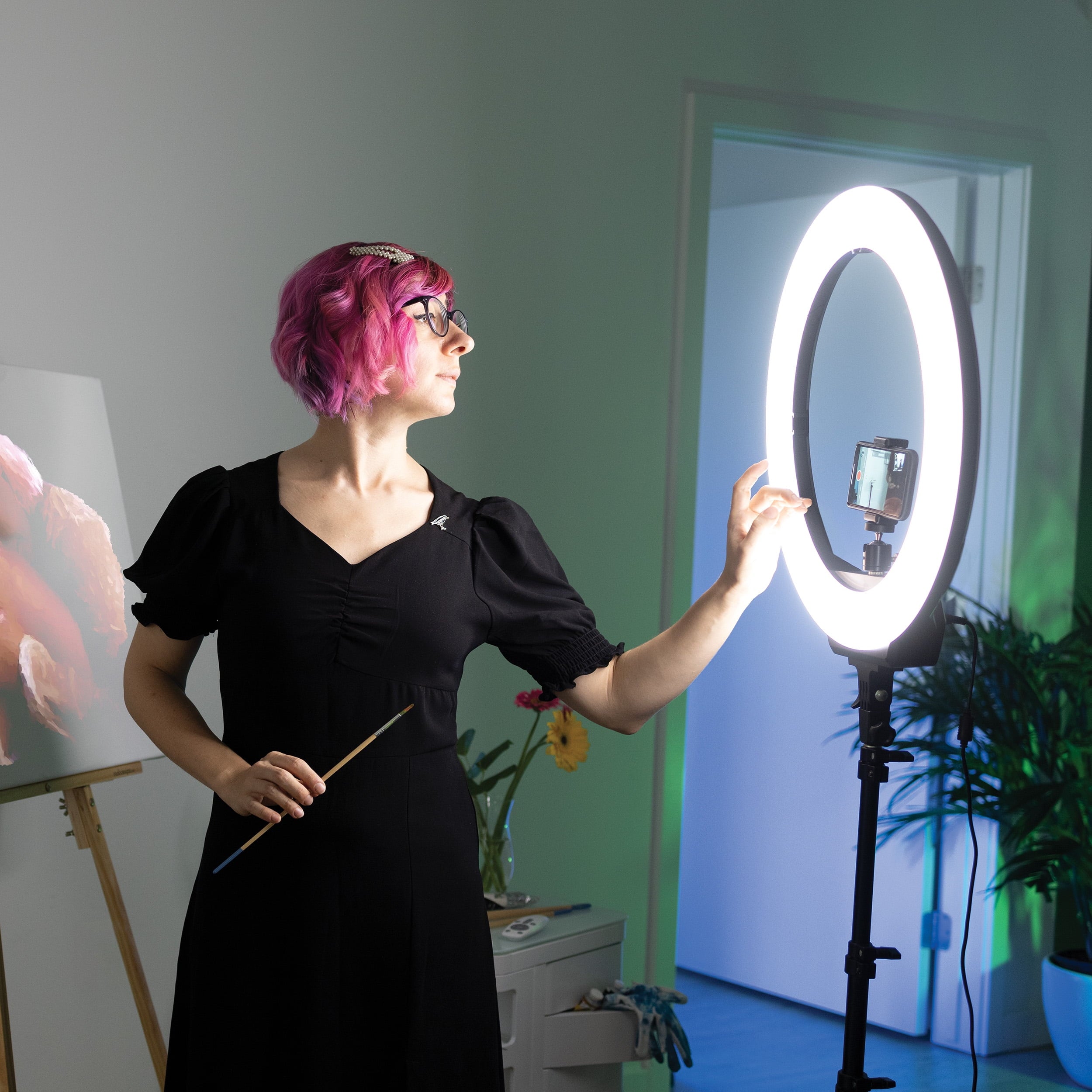 16" LED Selfie Ring Light with Tripod Stand and Phone Clamp