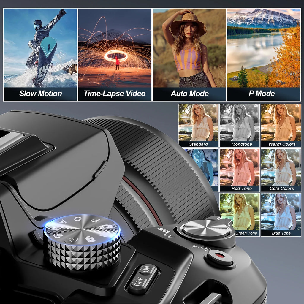 Digital Camera 5K 64MP 16X Optical Zoom Camera for Photography with 32GB TF Card