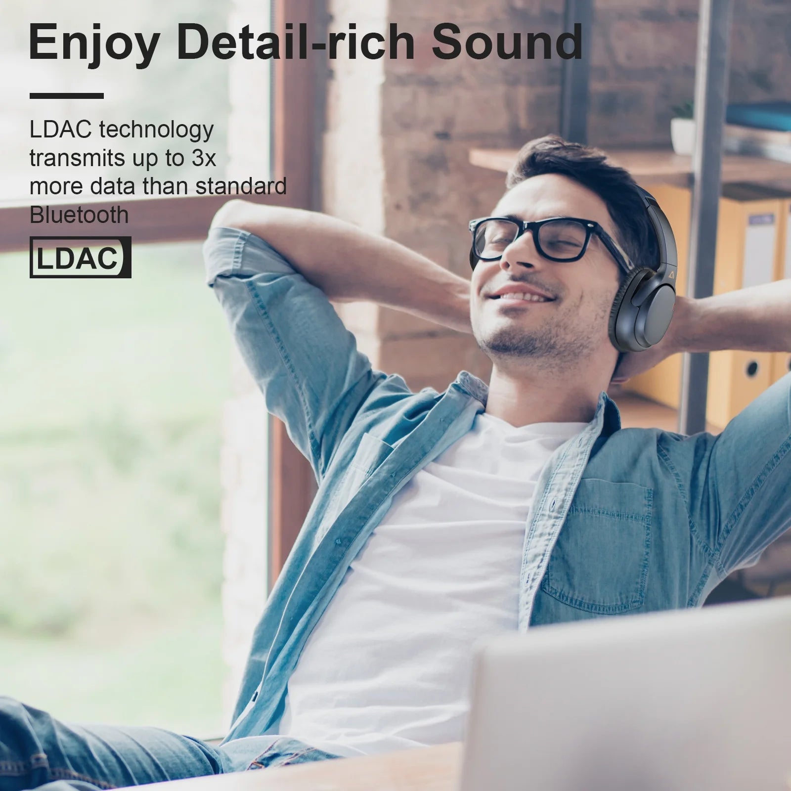 E700 Active Noise Cancelling Headphones with LDAC, 60H Playtime Wireless Bluetooth Headphone