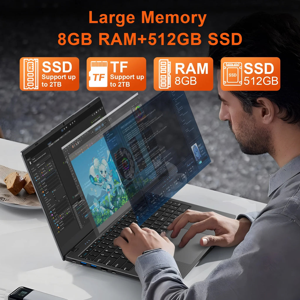 15.6" Windows 11 Laptop, Dual 8GB RAM, 512GB SSD, AMD 3020E with 2 Cores up to 2.6Ghz, Office 2024, 1920X1080 Display Wifi5 BT5.0 for Student, Home Office, Business