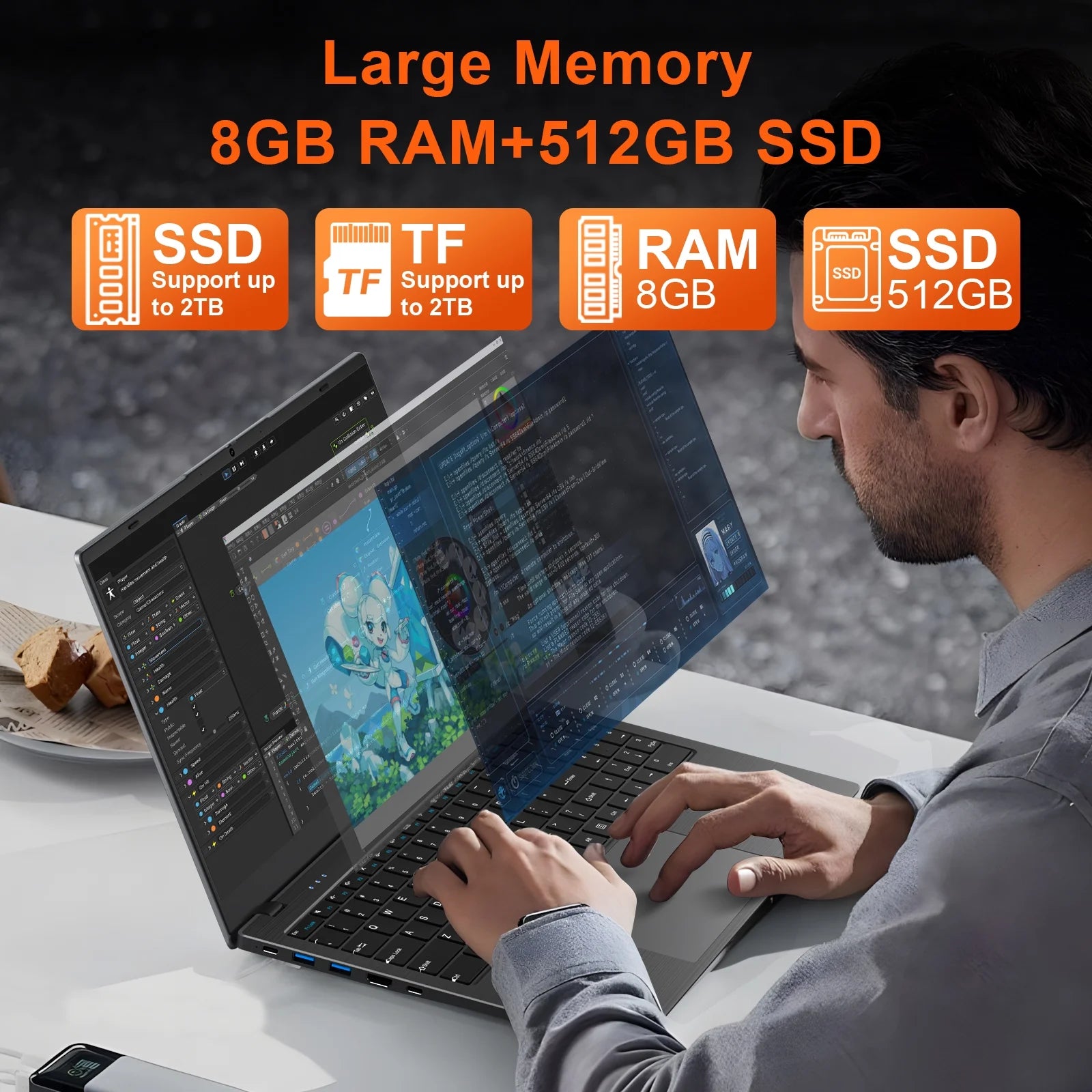 15.6" Windows 11 Laptop, Dual 8GB RAM, 512GB SSD, AMD 3020E with 2 Cores up to 2.6Ghz, Office 2024, 1920X1080 Display Wifi5 BT5.0 for Student, Home Office, Business