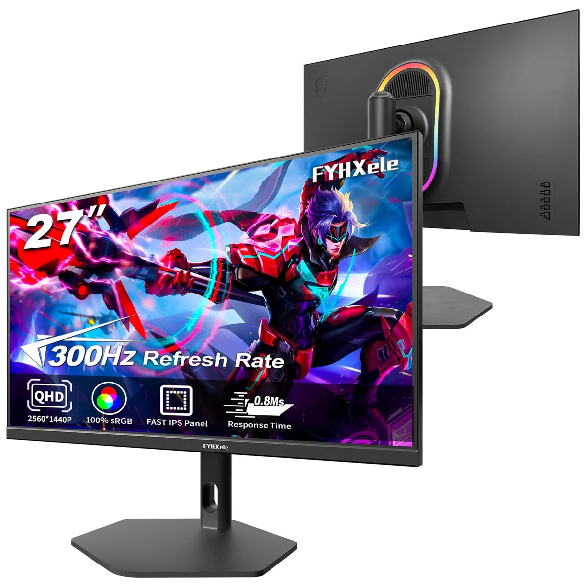 FY27QHR 27 Inch 2K 300Hz Gaming Monitor Matte 0.8Ms IPS RGB 16:9 VESA 100*100Mm Adjustable Speaker Integrated Freesync Premium DP1.4 HDMI2.0 Computer Monitors