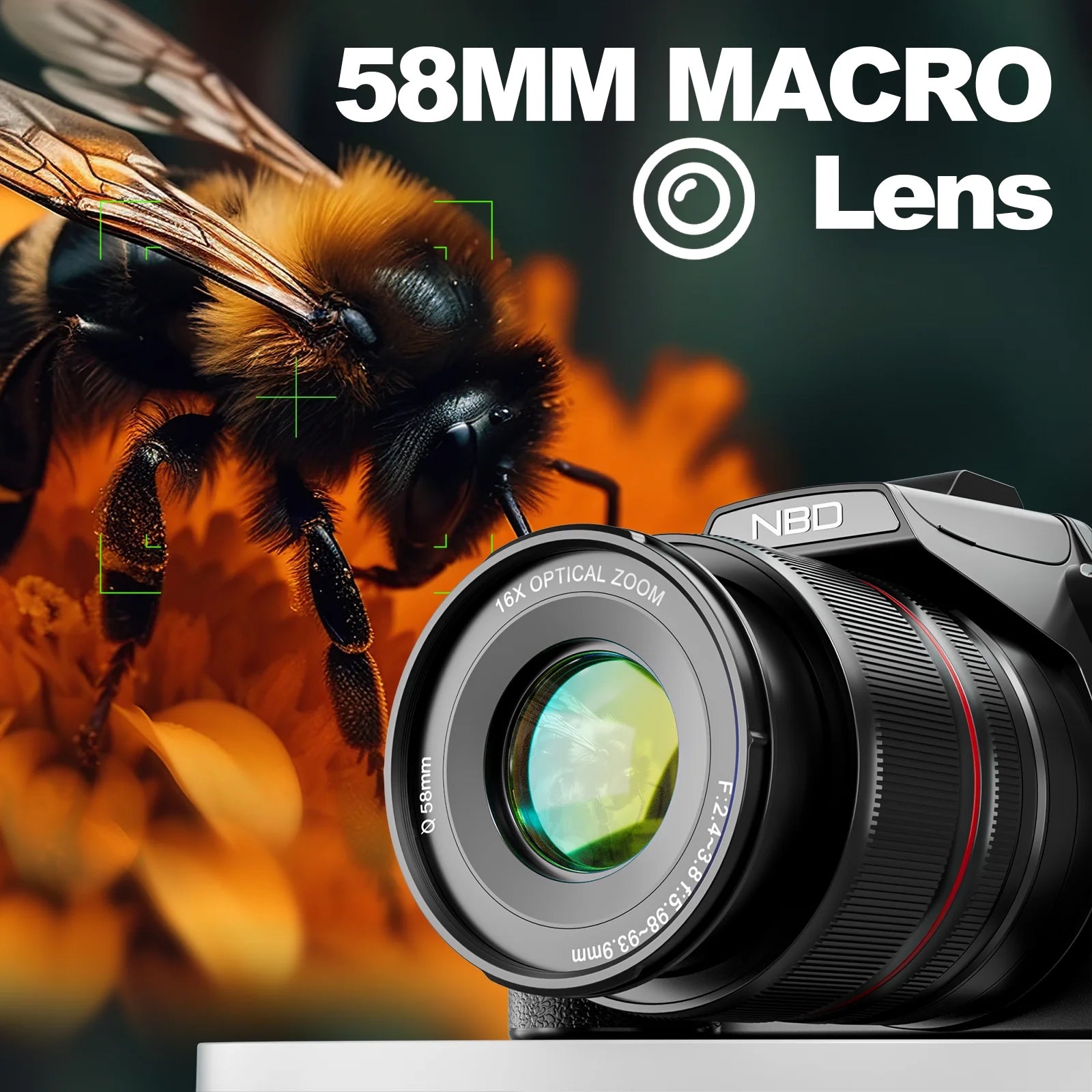 Digital Camera 5K 64MP 16X Optical Zoom Camera for Photography with 32GB TF Card