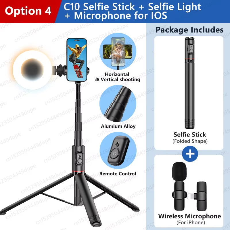 Selfie Stick with Wireless Bluetooth Remote, Portable 72 Inch Aluminum Alloy Selfie Stick Phone Tripod for Ios Android Cellphone