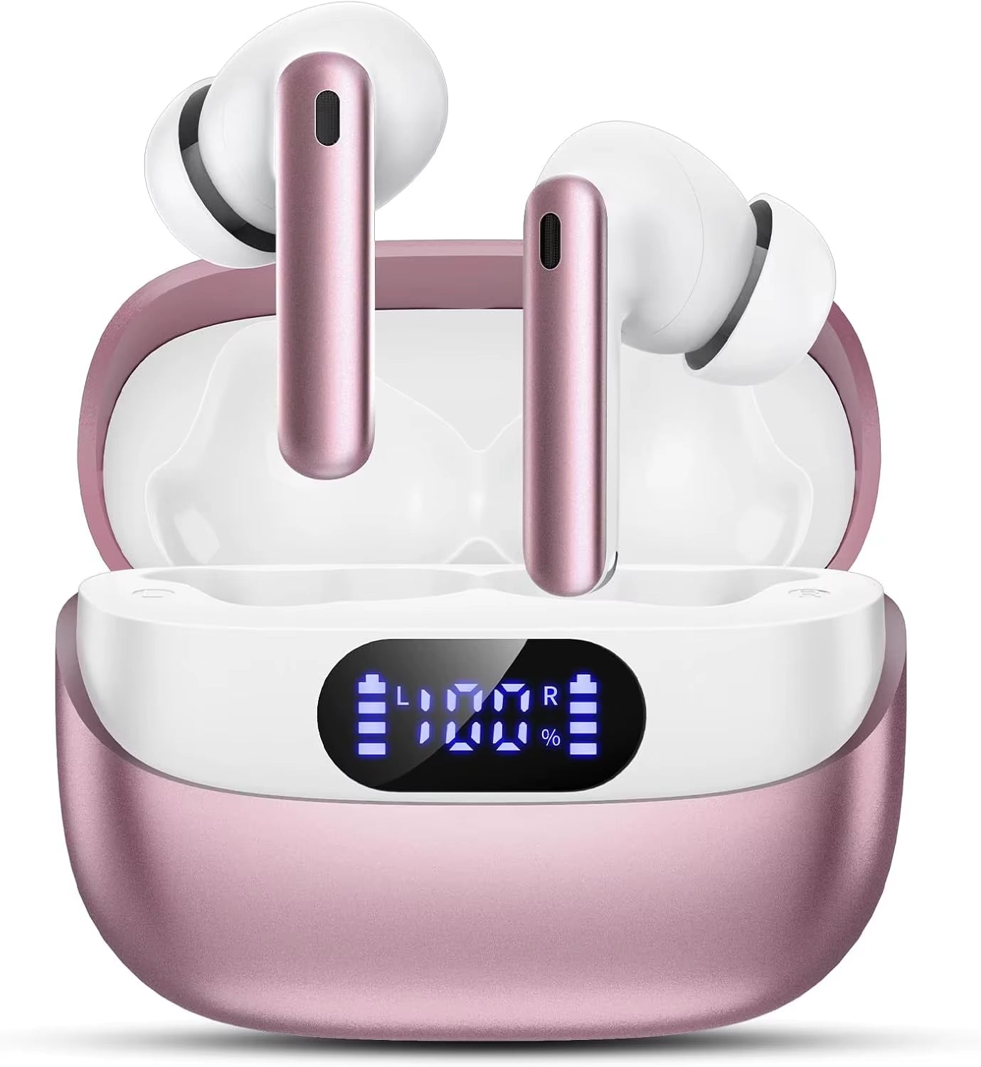 ‌Bluetooth 5.3 Earbuds, 42H Playtime, Hifi Stereo, Noise Cancelling, IPX7 Waterproof, LED Display for Ios/Android