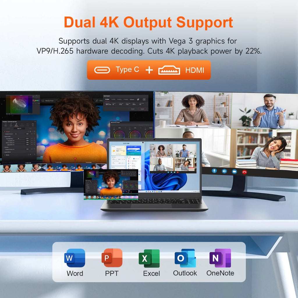 15.6" Windows 11 Laptop, Dual 8GB RAM, 512GB SSD, AMD 3020E with 2 Cores up to 2.6Ghz, Office 2024, 1920X1080 Display Wifi5 BT5.0 for Student, Home Office, Business