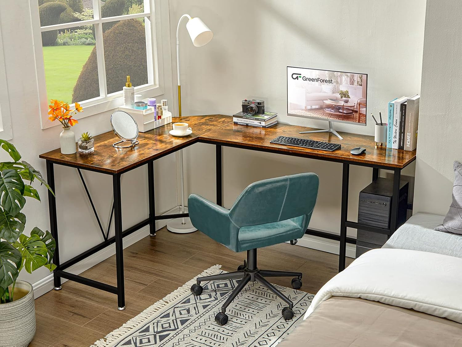 L Shaped Computer Desk with Storage Shelves, 65.7 Inch Modern Long Corner Gaming Desk for Home Office Writing Laptop PC Workstation Space Saving, Brown