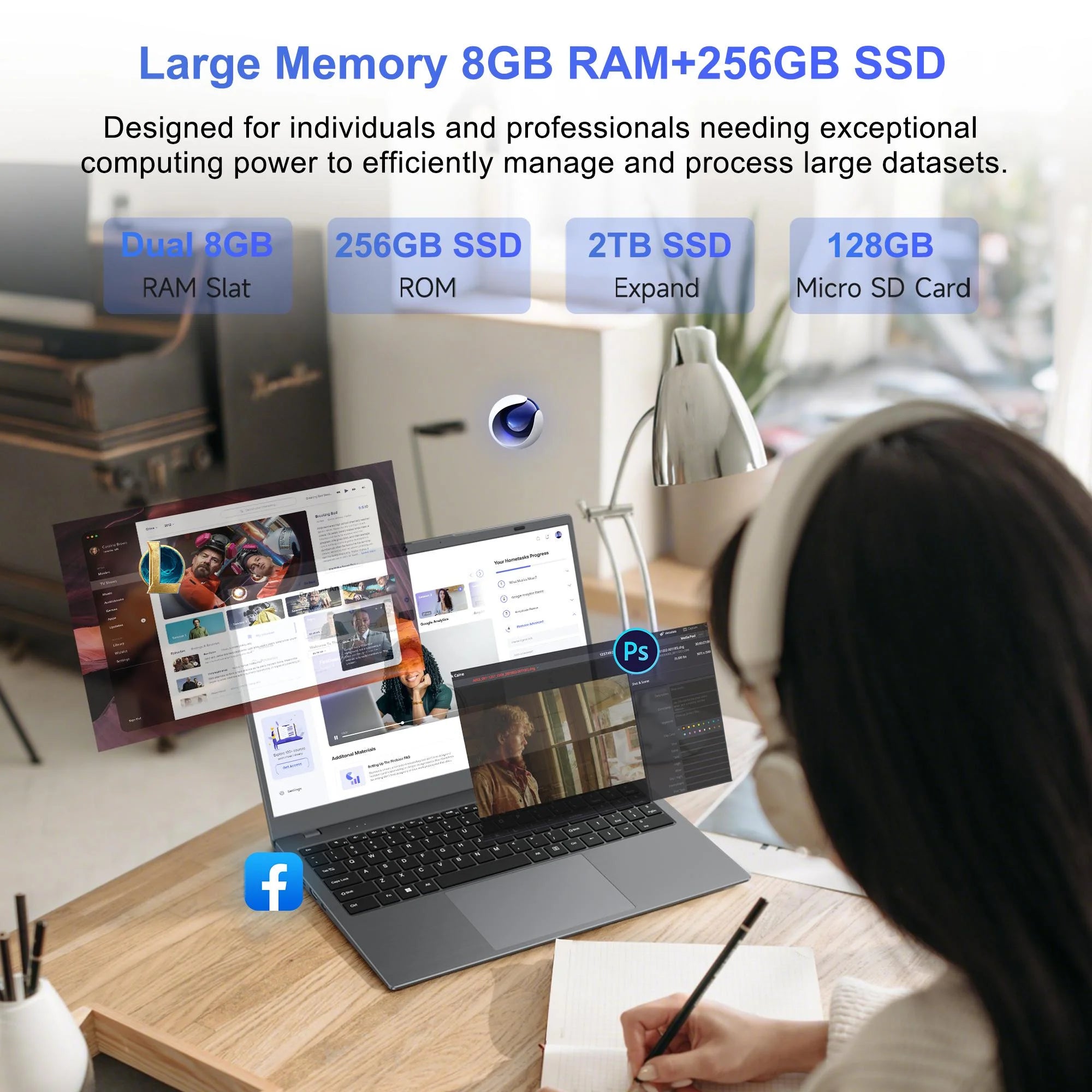 15.6" Laptop Computer, 8GB RAM 256GB SSD, Intel Pentium Gold 6500Y with 2 Cores up to 3.4Ghz, FHD Display, Office 2024, Wifi5 BT5.0, Windows 11 Laptop for Business, Student, Office, Dark Gray