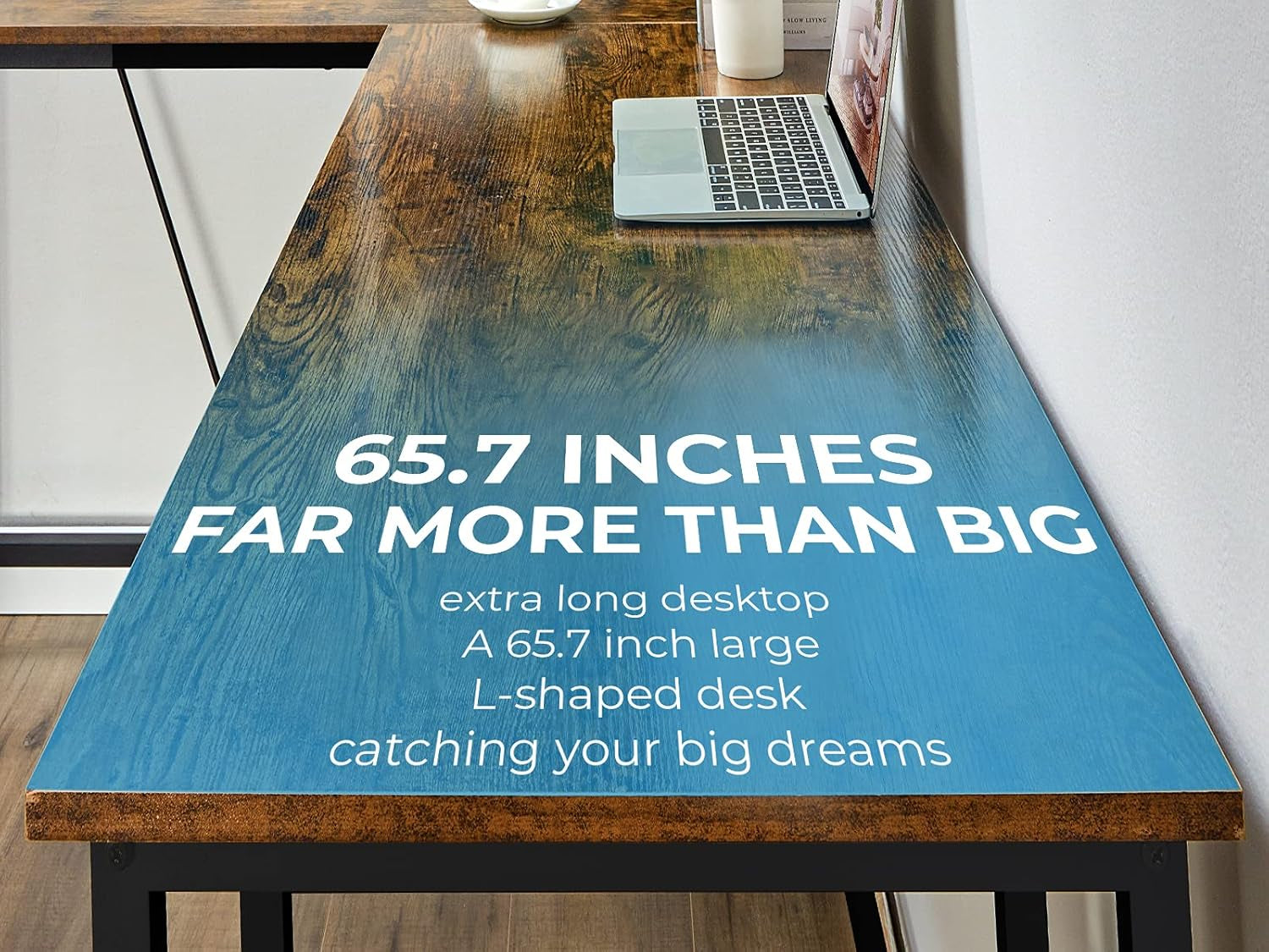 L Shaped Computer Desk with Storage Shelves, 65.7 Inch Modern Long Corner Gaming Desk for Home Office Writing Laptop PC Workstation Space Saving, Brown