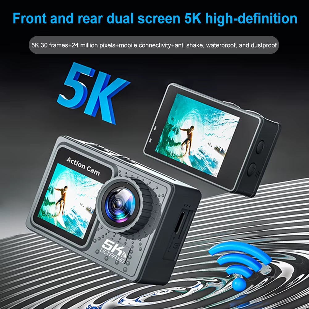5K 4K 60FPS Action Camera 170° Wide Angle WIFI Outdoor Cycling Camera 30M Waterproof Diving Mini DV Camera with Remote Control