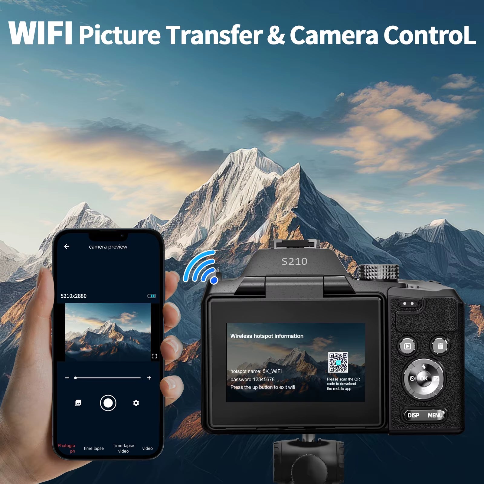 5K&64MP Digital Cameras for Photography, 16X Optical Zoom Camera with Wifi & App Control, Vlogging Camera with Auto Focus