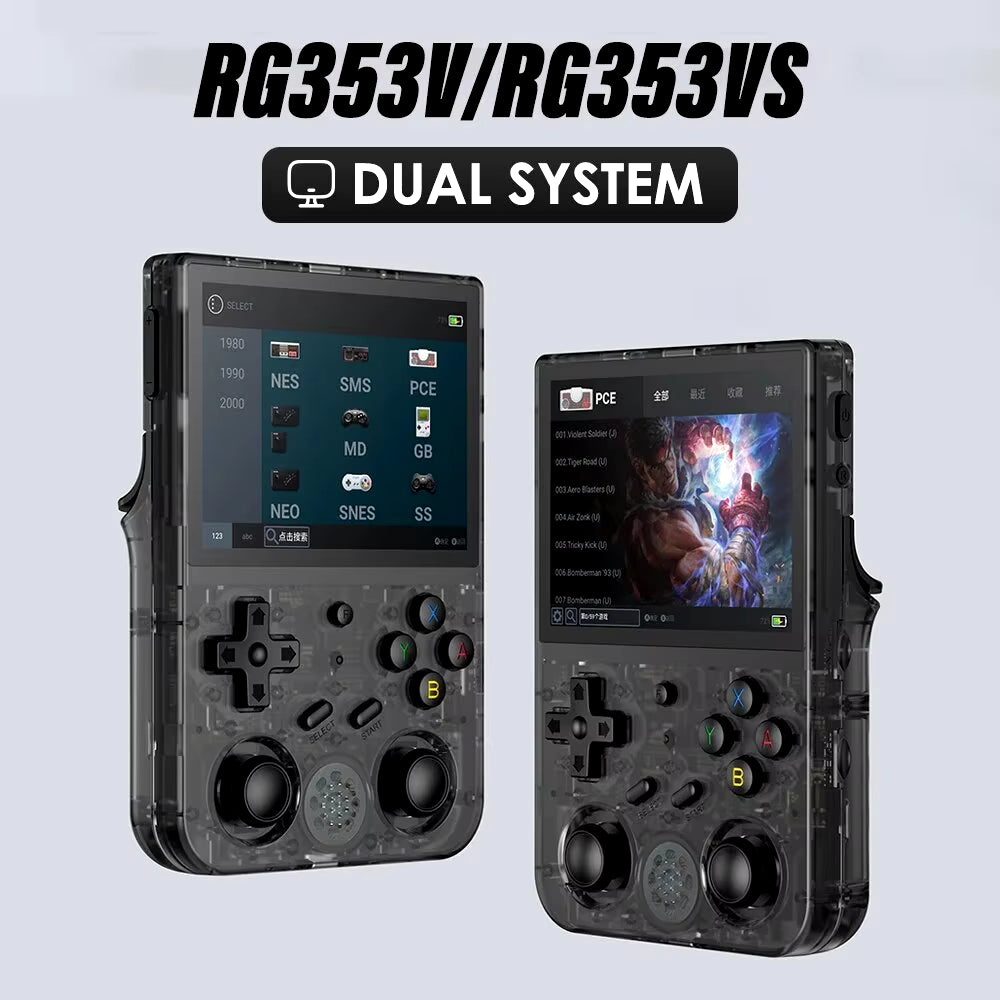 RG353V RG353VS Handheld Gam Console 3.5'' IPS Screen HDMI Output Android Linux OS Built-In Retro Emulator Player Gifts