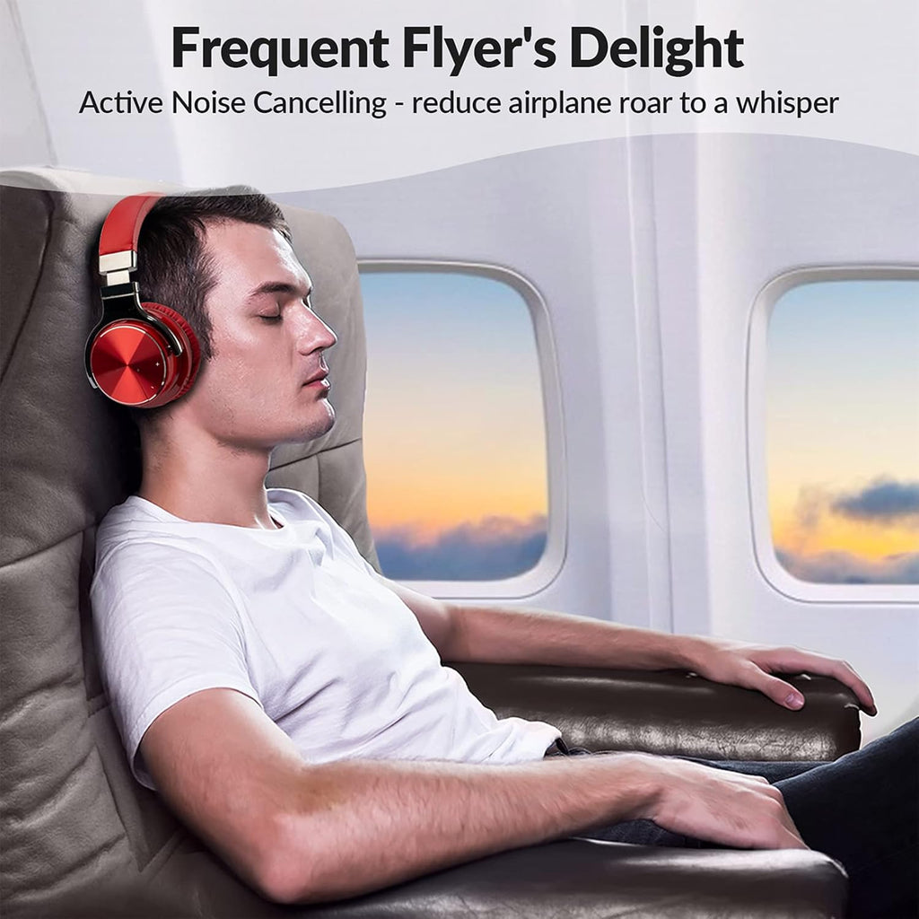 E7 PRO Active Noise Cancelling Headphones Bluetooth Headphones with Microphone Deep Bass Wireless Headphones over Ear, Comfortable Fit, 30H Playtime for Tv/Computer/Cellphone, Red