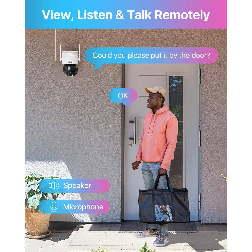 360° PTZ 4MP 2. 5K Wi-Fi Outdoor Wireless Plug in Home Security Camera, AI Person Vehicle Detection, Color Night Vision