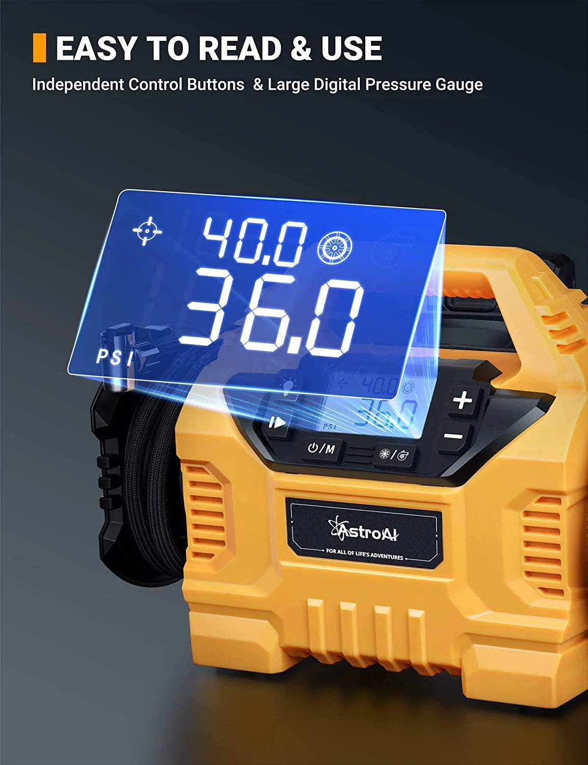 Tire Inflator 160 PSI, Cordless Air Compressor Multi Power Supply, Air Pump for Tires, Portable