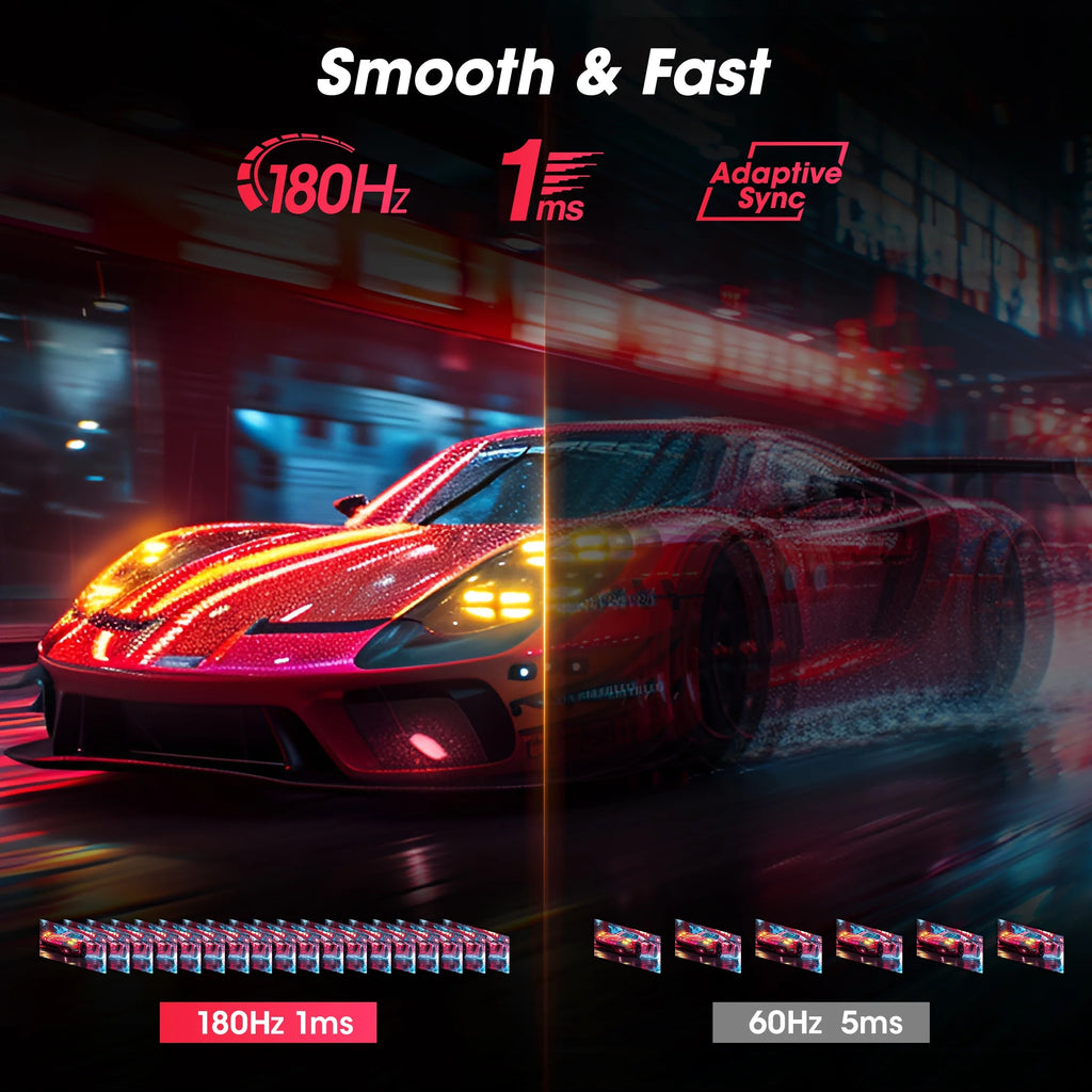 34'' WQHD Curved Gaming Monitor, 180Hz/165Hz Ultrawide Monitor, 3440×1440P 1Ms(Mprt) HDR400, Black