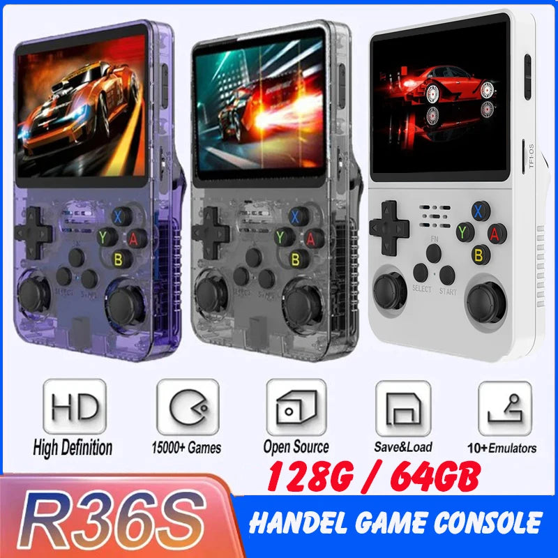 R36S Retro Handheld Video Game Console Linux System 3.5 Inch IPS Screen Portable Pocket Video Player 64GB 128GB Games