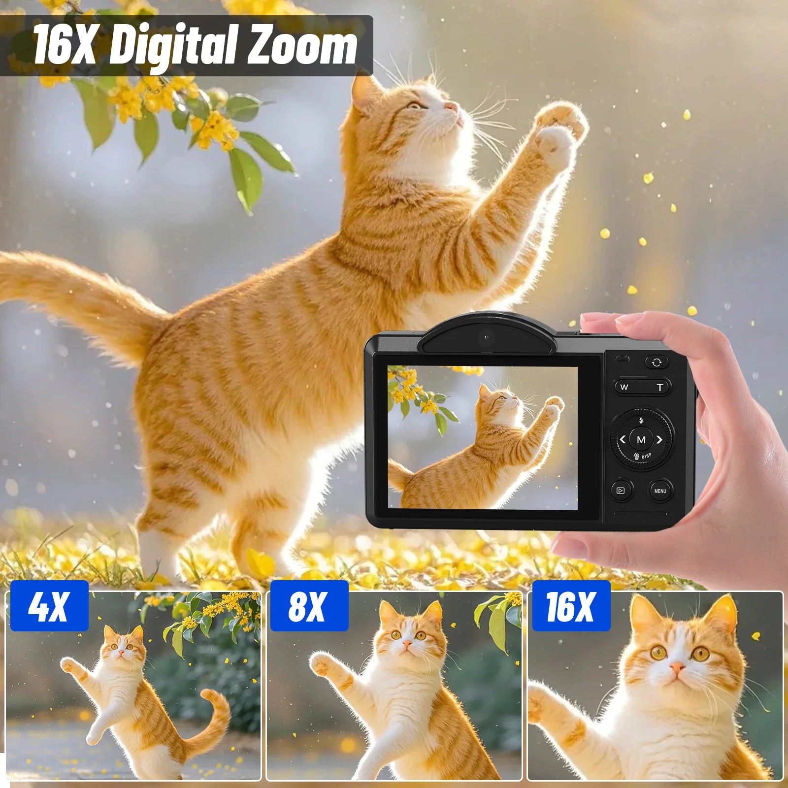 Digital Camera 5K 75MP Dual Camera for Youtube 2.8'' Vlogging Cameras 16X Digital Zoom 32GB Card Mini Cameras for Teens Black