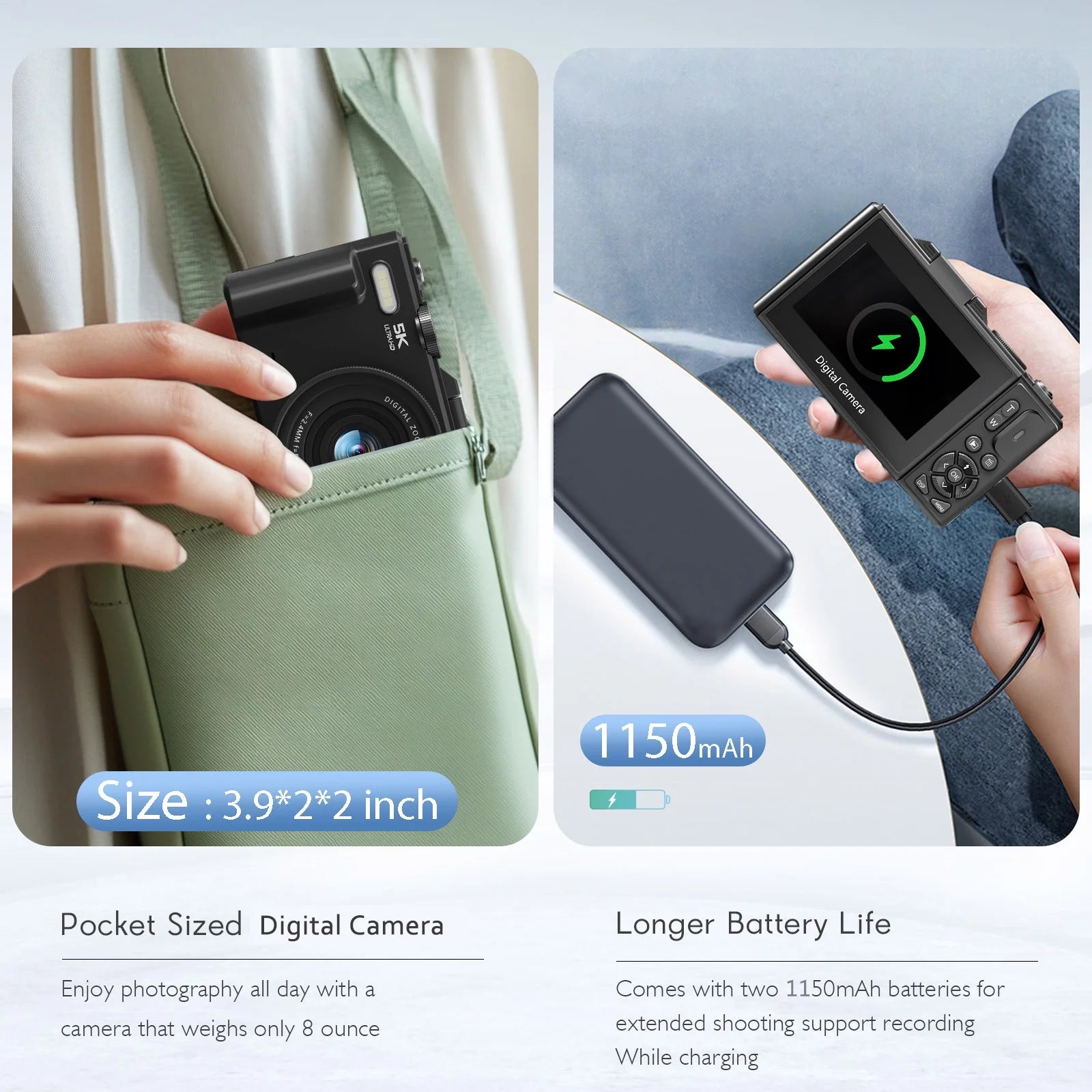 5K Digital Camera for Photography with Wifi, 75MP Vlogging Camera for Youtube with 3" 180° Flip Screen, 18X Digital Zoom Photography Camera with 32GB Micro SD Card & 2 Batteries(Black)