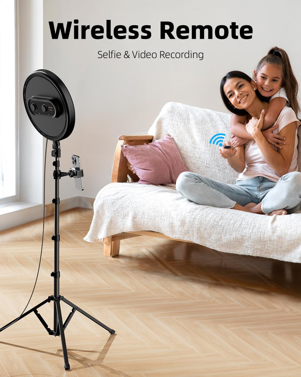 Ring Light with 72" Tripod Stand and Phone Holder, 6500K Full-Screen Selfie Ring Light for Makeup Barber Video Recording, Photography Lighting, Ring Light Tripod for Iphone Phone with Remote