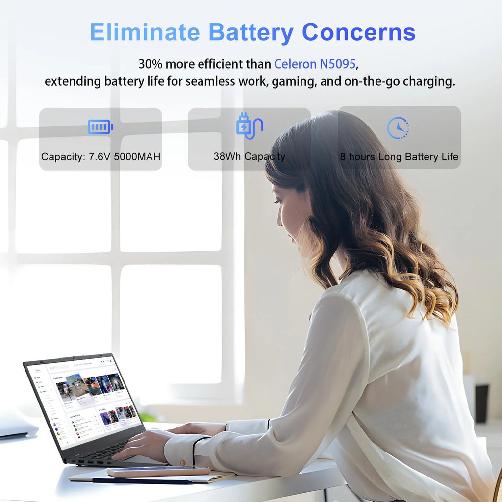 15.6" Laptop Computer, 8GB RAM 256GB SSD, Intel Pentium Gold 6500Y with 2 Cores up to 3.4Ghz, FHD Display, Office 2024, Wifi5 BT5.0, Windows 11 Laptop for Business, Student, Office, Dark Gray