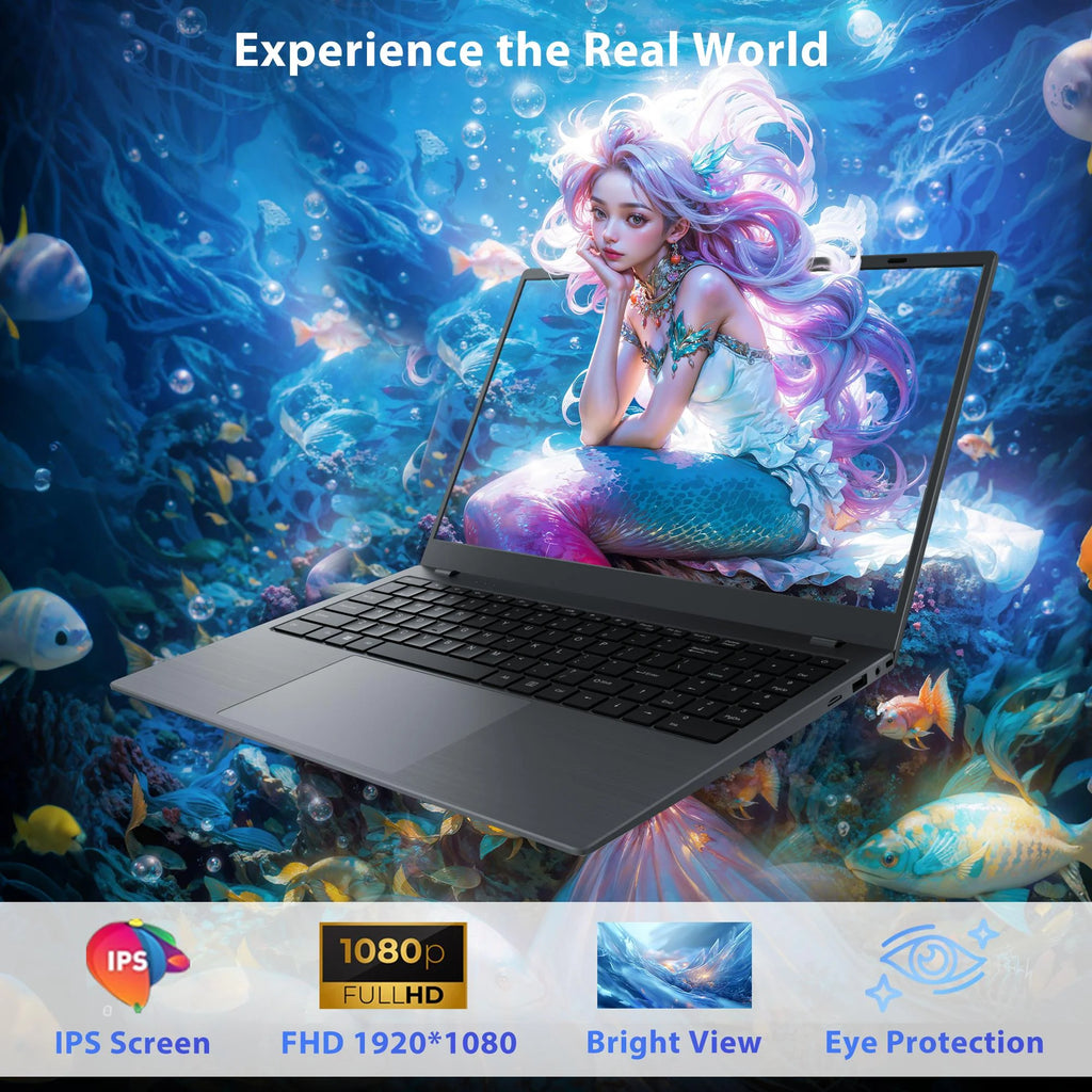 15.6" Laptop Computer, 8GB RAM 256GB SSD, Intel Pentium Gold 6500Y with 2 Cores up to 3.4Ghz, FHD Display, Office 2024, Wifi5 BT5.0, Windows 11 Laptop for Business, Student, Office, Dark Gray