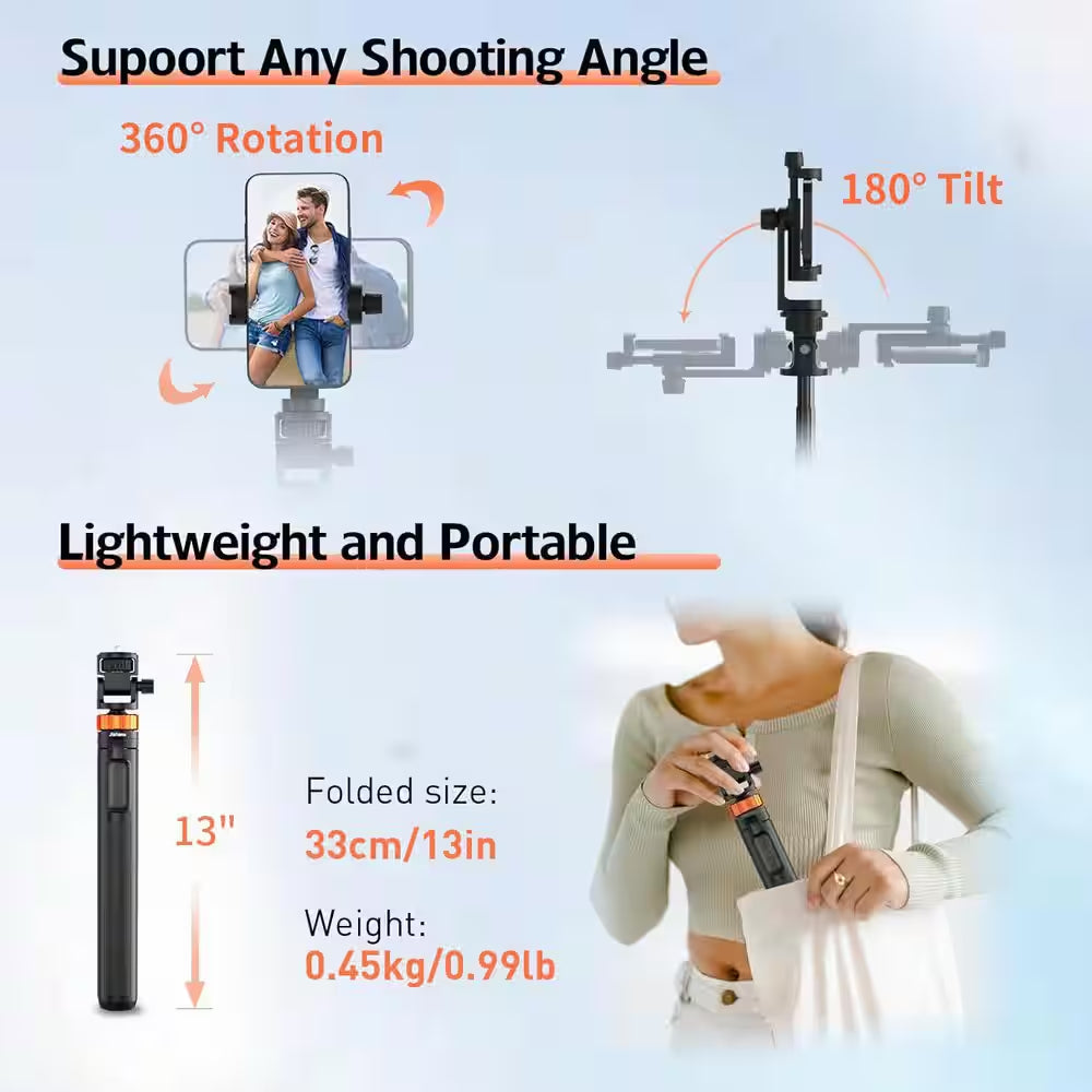 70-Extendable Phone Tripod Stand with Wireless Remote and Phone Holder Compatible with Cameras and Phones