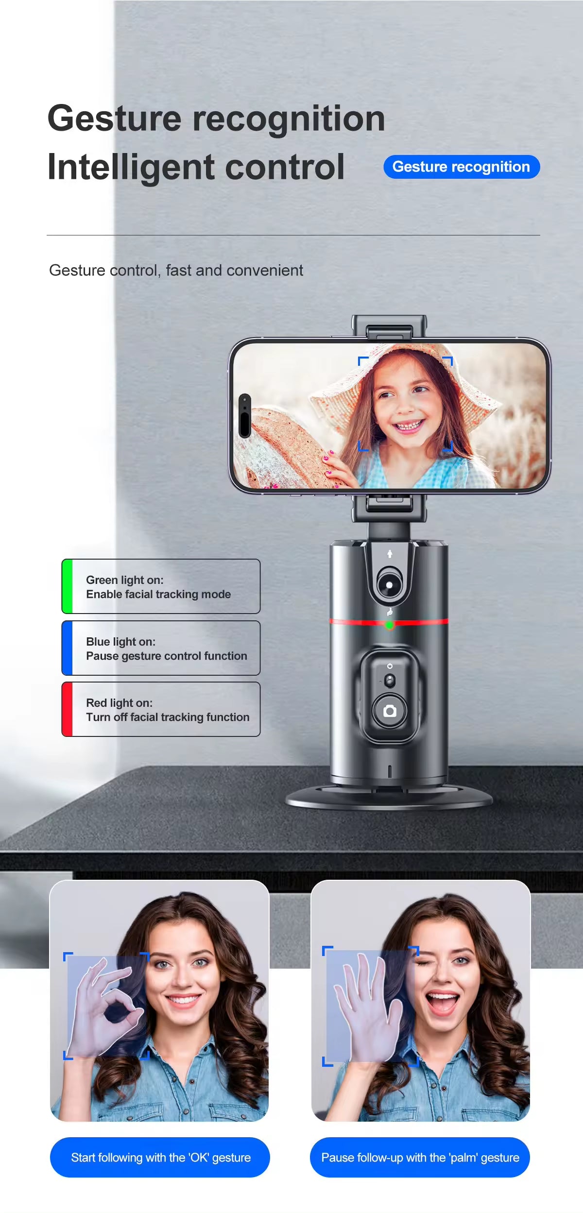 Innotech Sc Auto Face Tracking Tripod 360 Rotating Tripod, Both Auto or Manual Moving Control, Smart Cameraman Shooting for Video, Vlog, Live Stream