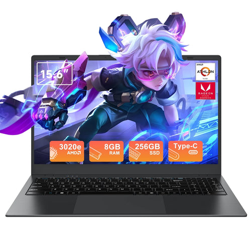 15.6" Windows 11 Laptop, Dual 8GB RAM, 256GB SSD, AMD 3020E with 2 Cores up to 2.6Ghz, with Office 2024, 1920X1080 Display Wifi5 BT5.0 for Student, Home Office, Business