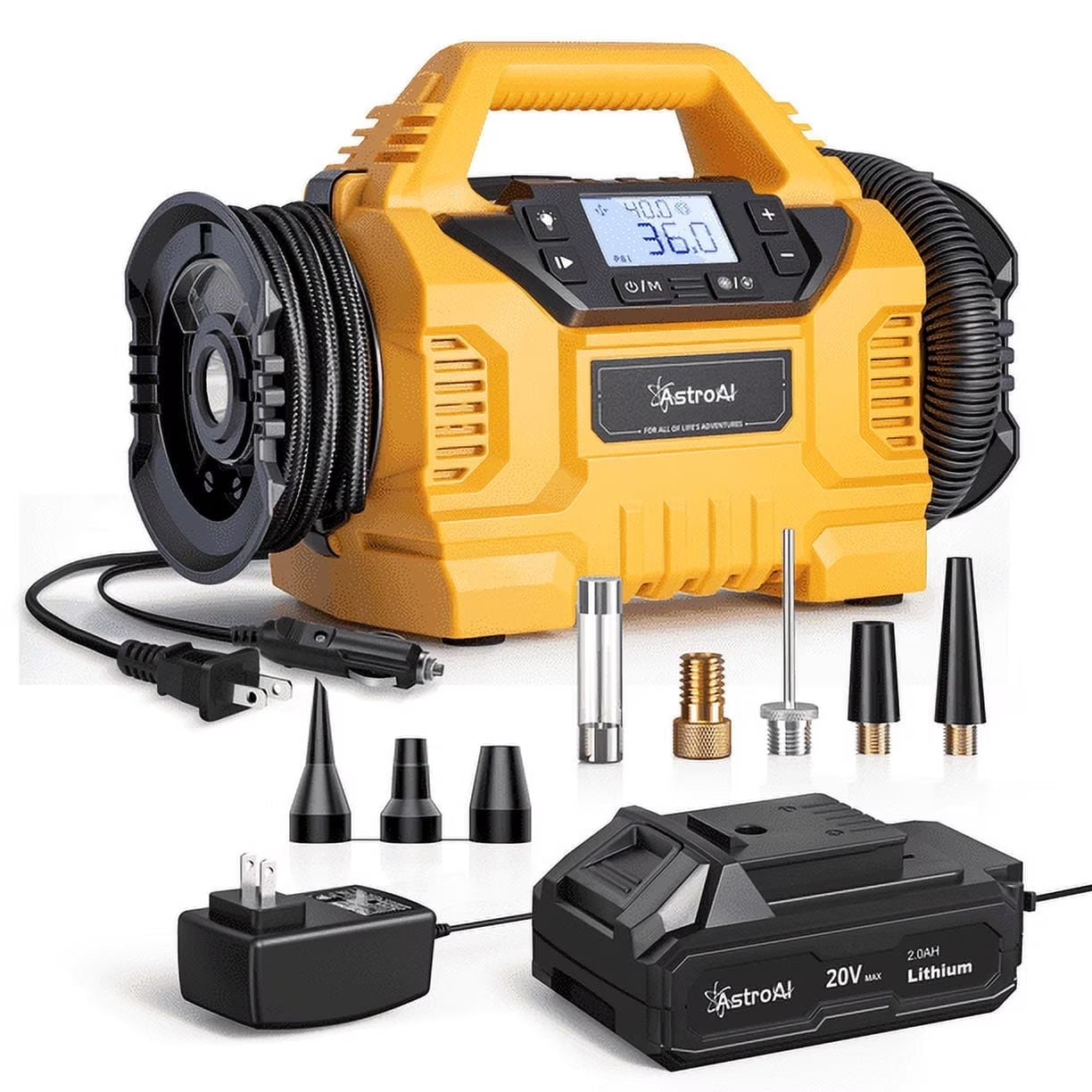 Tire Inflator 160 PSI, Cordless Air Compressor Multi Power Supply, Air Pump for Tires, Portable