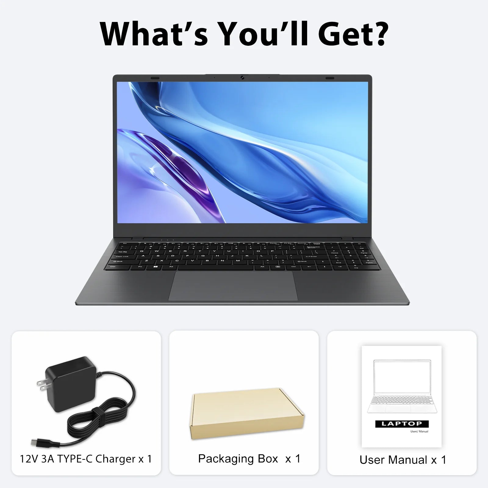 15.6" Laptop Computer, 8GB RAM 256GB SSD, Intel Pentium Gold 6500Y with 2 Cores up to 3.4Ghz, FHD Display, Office 2024, Wifi5 BT5.0, Windows 11 Laptop for Business, Student, Office, Dark Gray